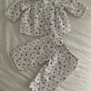 American Girl White Pajama Set with Red and Blue Floral